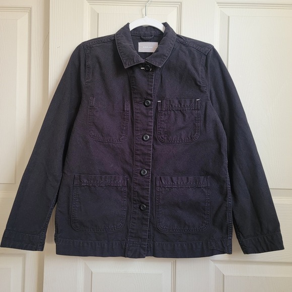 Everlane Black Cotton Canvas Chore Utility Jacket Shacket Size Medium - Picture 4 of 10